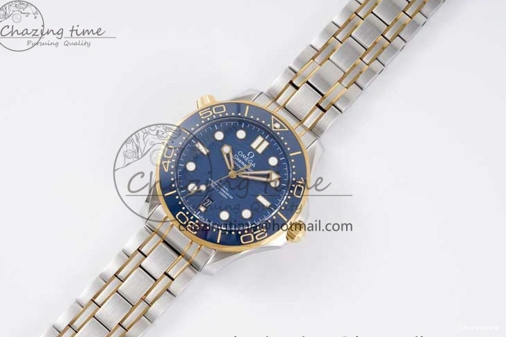 0522 ZeroBulk Seamaster Diver 300M SS YG Blue Ceramic Bezel JVSF 1:1 Best Edition Blue Dial on SS YG Bracelet A 7784